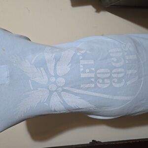 T20 NWT aerie Lets Go Coconuts Crewneck Sweatshirt Oversized Sm Light Blue Rib